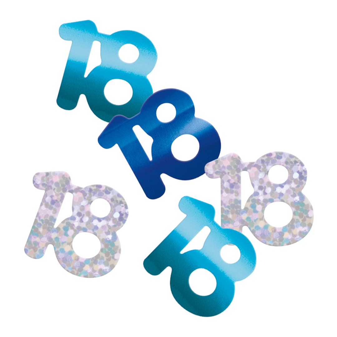 Blue Glitz 18th Birthday Holographic Assorted Table Confetti 14g