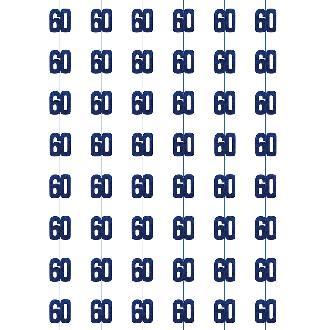 Blue Glitz 60th Birthday Prismatic Foil Hanging Decorations 1.5m / 5 ft - Pack of 6