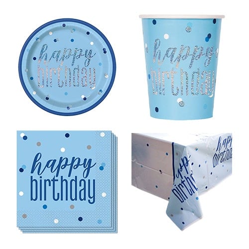 Blue Glitz Happy Birthday 8 Person Value Party Pack Product Image