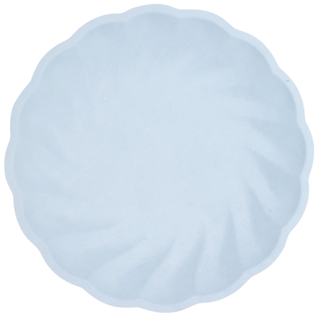 Blue Grey Compostable Vert Decor Round Petal Paper Plates 23cm - Pack of 6