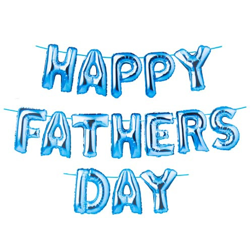 Metallic Blue Happy Fathers Day Spellout Air Fill Foil Balloon Banner Kit Product Gallery Image