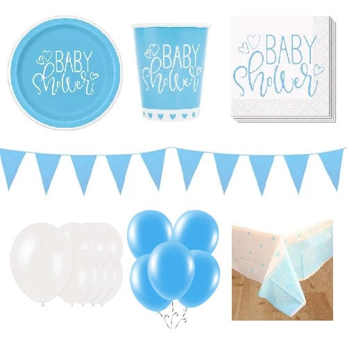 Blue Hearts Baby Shower 16 Person Deluxe Party Pack Product Image