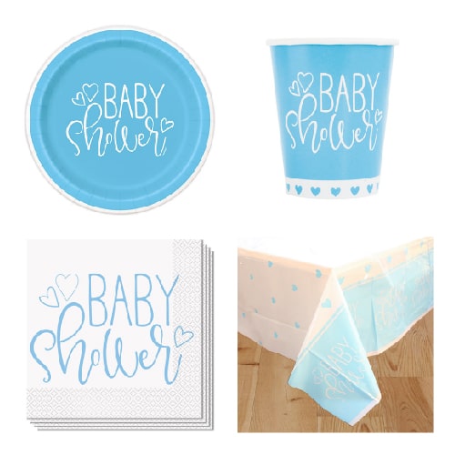 Blue Hearts Baby Shower 8 Person Value Party Pack Product Image