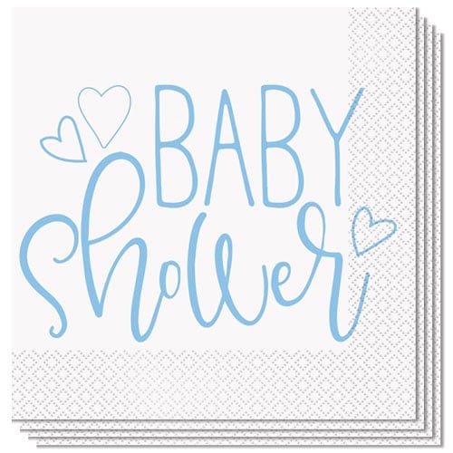 Blue Hearts Baby Shower Luncheon Napkins 33cm 2Ply - Pack of 16 Bundle Product Image