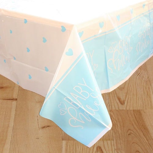 Blue Hearts Baby Shower Plastic Tablecover 213cm x 137cm Product Image