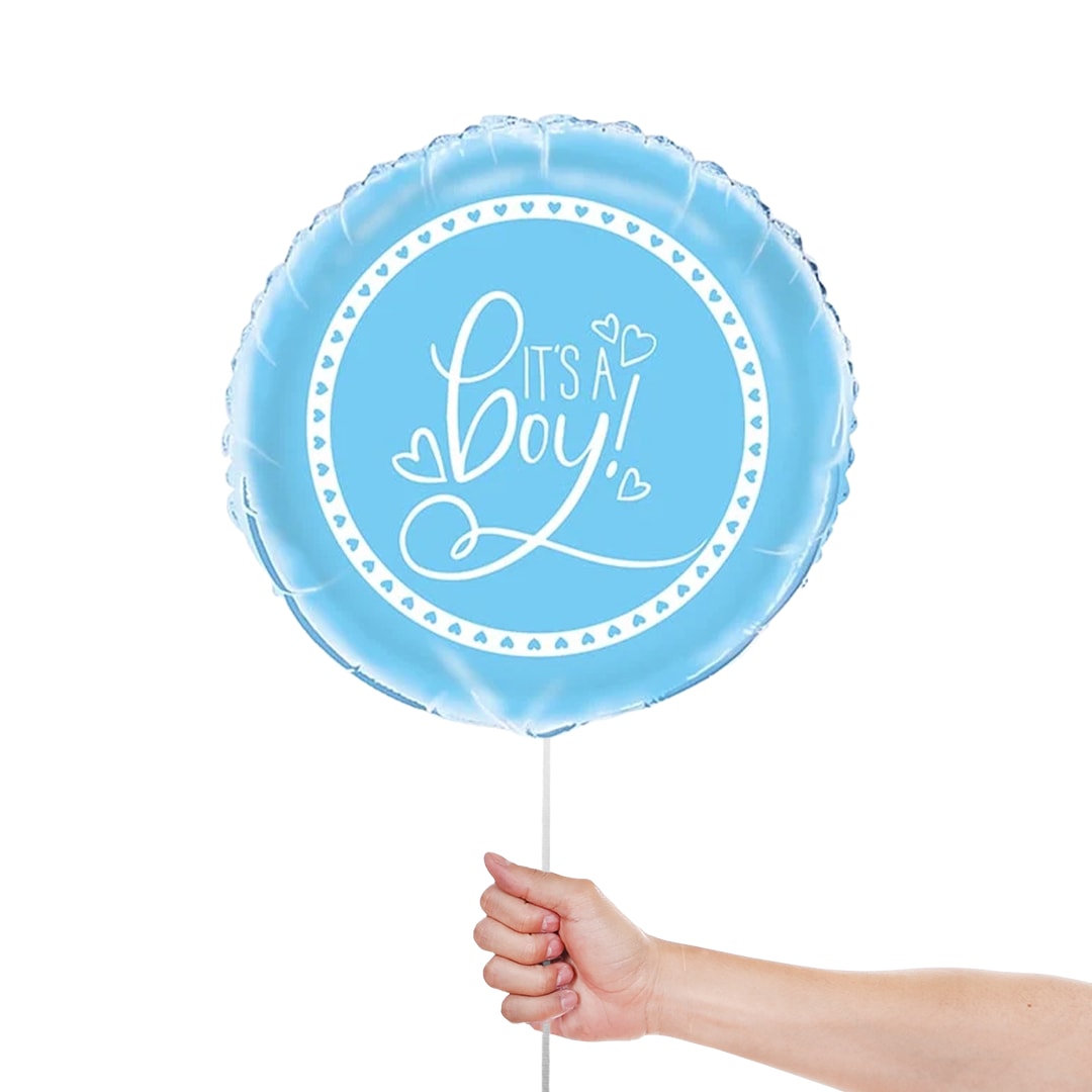 Blue Hearts Baby Shower Round Foil Helium Balloon 46cm / 18 in Product Gallery Image