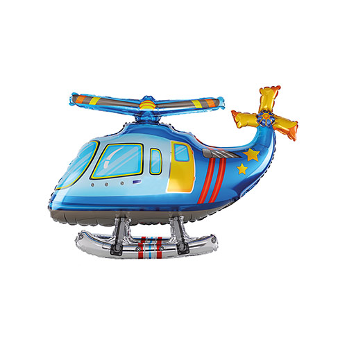 Blue Helicopter 3D Standing Shaped Air Fill Foil Balloon 82cm / 32 in