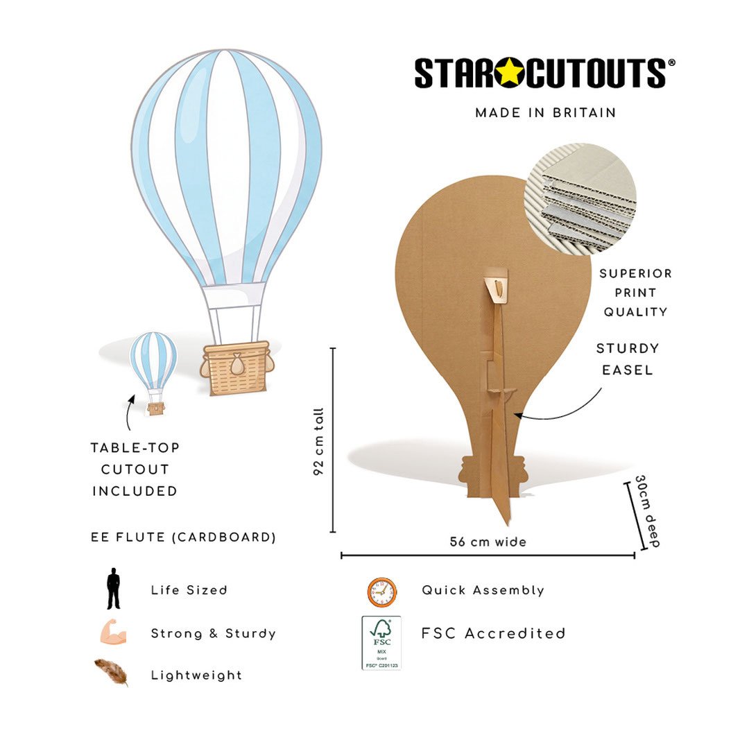 Blue Hot Air Balloon Star Mini Cardboard Cutout 92cm Product Gallery Image