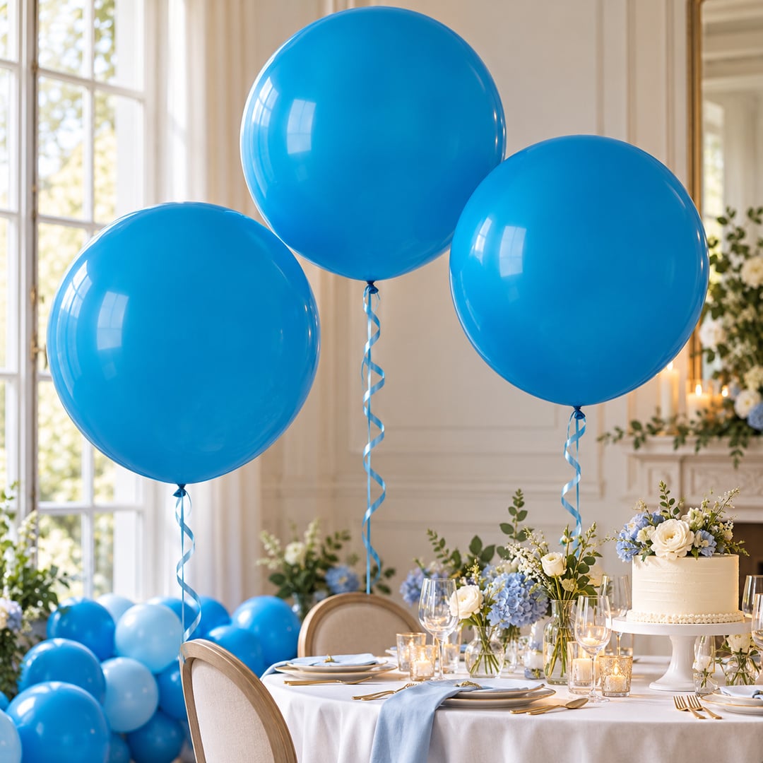 Blue Jumbo Latex Balloon 79cm / 31 in - Single View 2