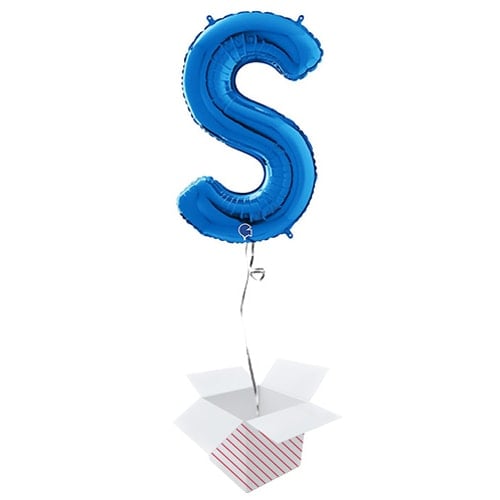 Blue Letter S Helium Foil Giant Balloon - Inflated Balloon in a Box Product Image