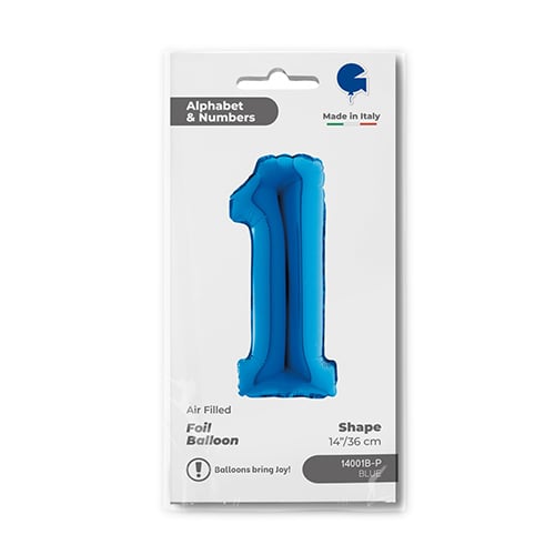 Blue Number 1 Air Fill Foil Balloon 36cm / 14 in Product Gallery Image