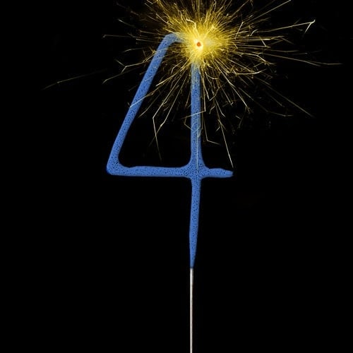 Blue Number 4 Non Hand Held Sparkler 17cm Product Image