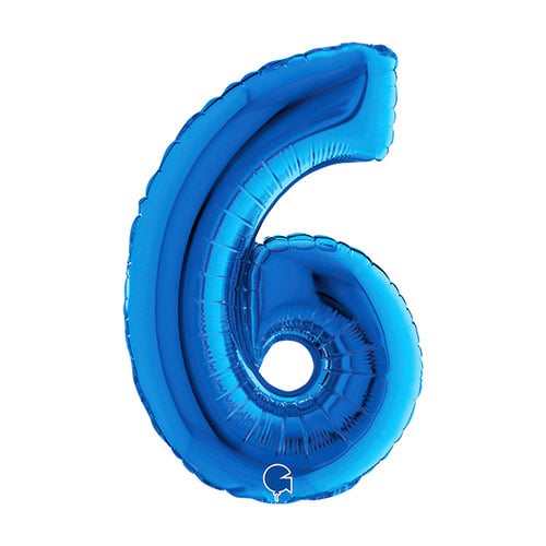 Blue Number 6 Air Fill Foil Balloon 36cm / 14 in