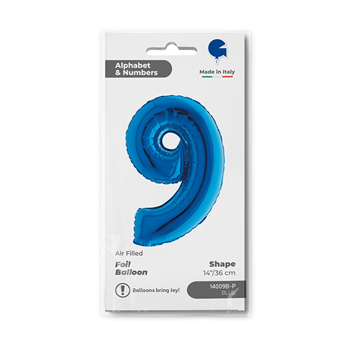 Blue Number 9 Air Fill Foil Balloon 36cm / 14 in Product Gallery Image