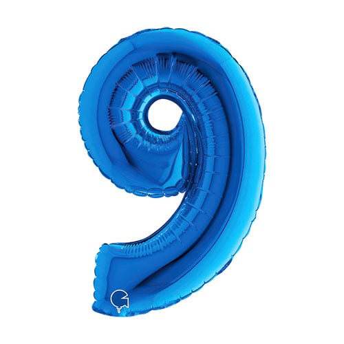 Blue Number 9 Air Fill Foil Balloon 36cm / 14 in Product Gallery Image