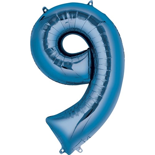 Blue Number 9 Air Fill Foil Balloon 40cm / 16 in Product Image