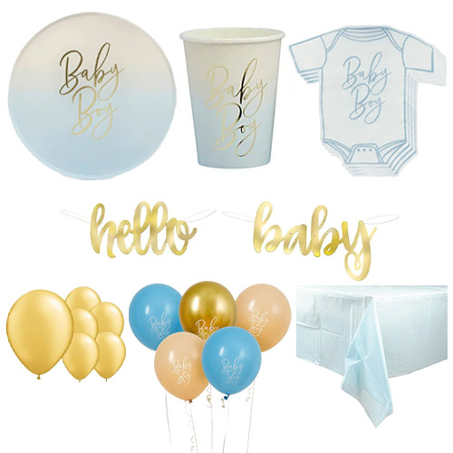 Blue Ombre Baby Boy 16 Person Deluxe Party Pack Product Image