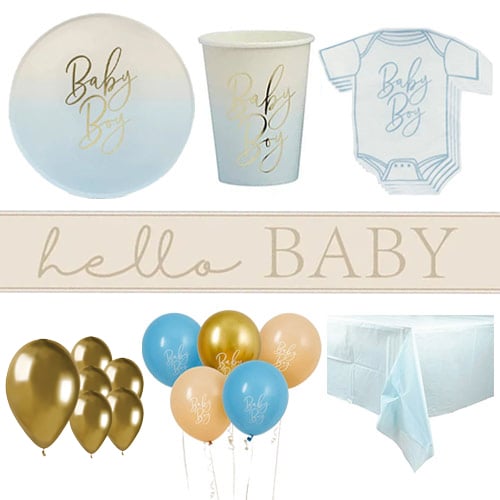 Blue Ombre Baby Boy 16 Person Deluxe Party Pack