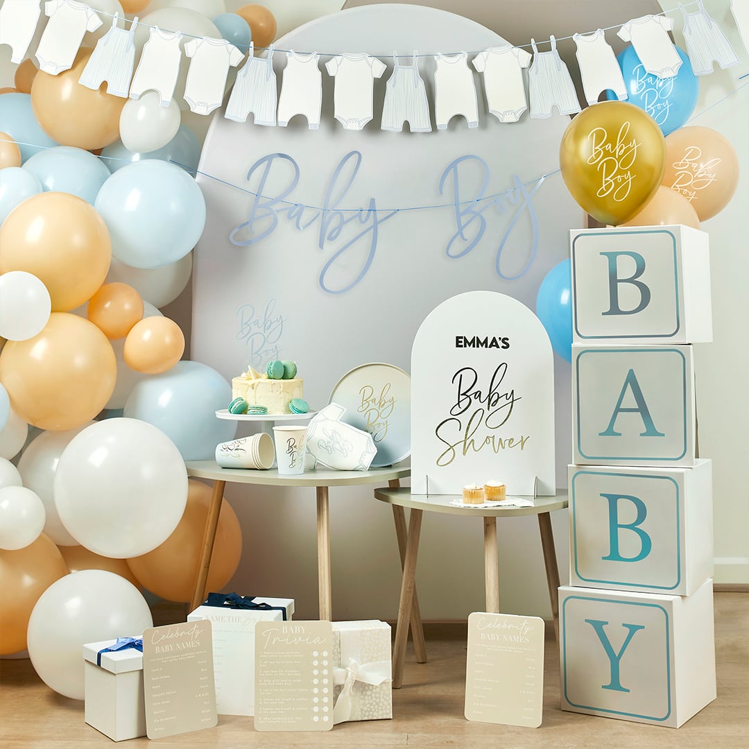 Blue Ombre Baby Boy Round Paper Plates 23cm - Pack of 8 View 4