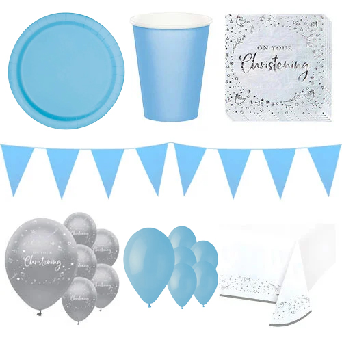 Blue On Your Christening 16 Person Deluxe Party Pack