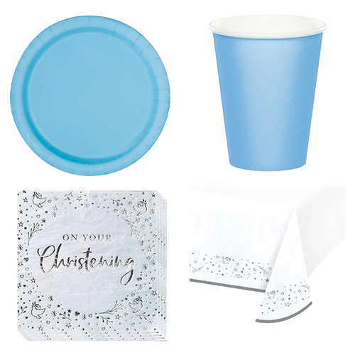 Blue On Your Christening 8 Person Value Party Pack