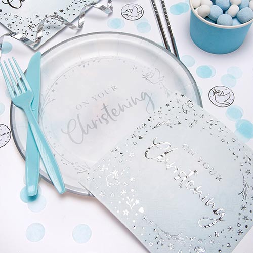 Blue On Your Christening Foiled Luncheon Napkins 33cm 3Ply - Pack of 16 Product Gallery Image