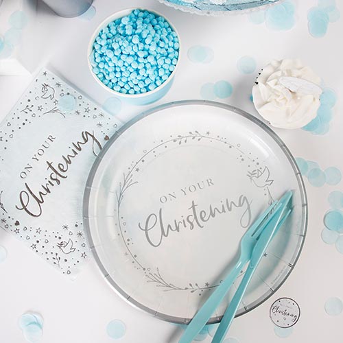 Blue On Your Christening Foiled Luncheon Napkins 33cm 3Ply - Pack of 16 Product Gallery Image