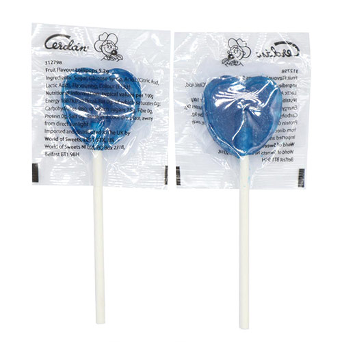 Blue Raspberry Heart Shape Vegan Gluten Free Lollipop Sweet 5.2g Product Gallery Image