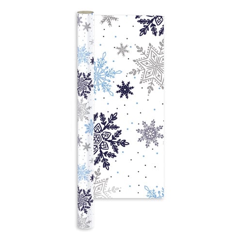 Blue Snowflakes White Christmas Gift Wrapping Paper Roll 4m Product Image