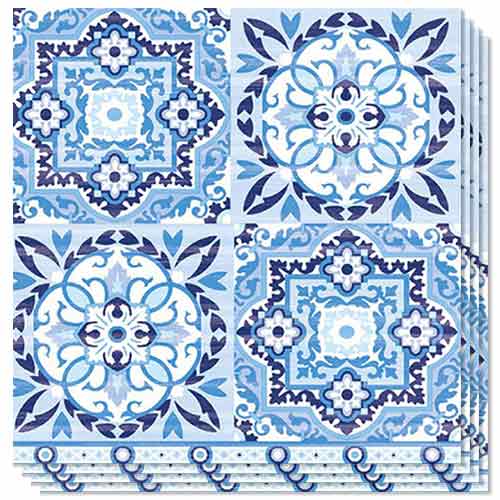 Blue Tiles Premium Decoupage Luncheon Napkins 3 Ply 33cm - Pack of 20 Product Image