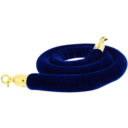 Blue Velvet Rope with Brass Hooks Product Image