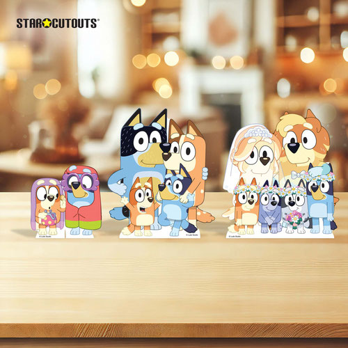 Bluey & Bingo| Grannies| Heeler Family & Bluey Family Wedding Table Top Cardboard Cutouts - Pack of 3 Product Gallery Image
