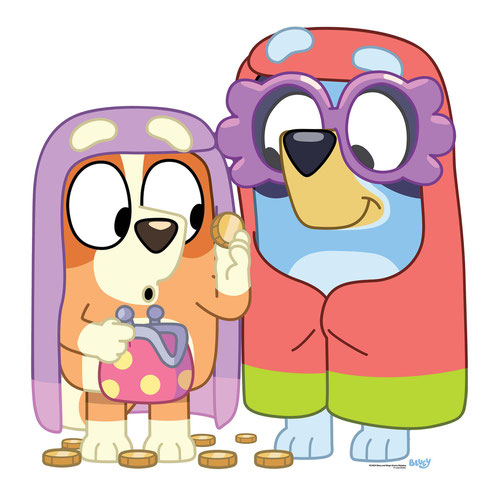 Bluey and Bingo Dressed as Grannies Star Mini Cardboard Cutout 91cm