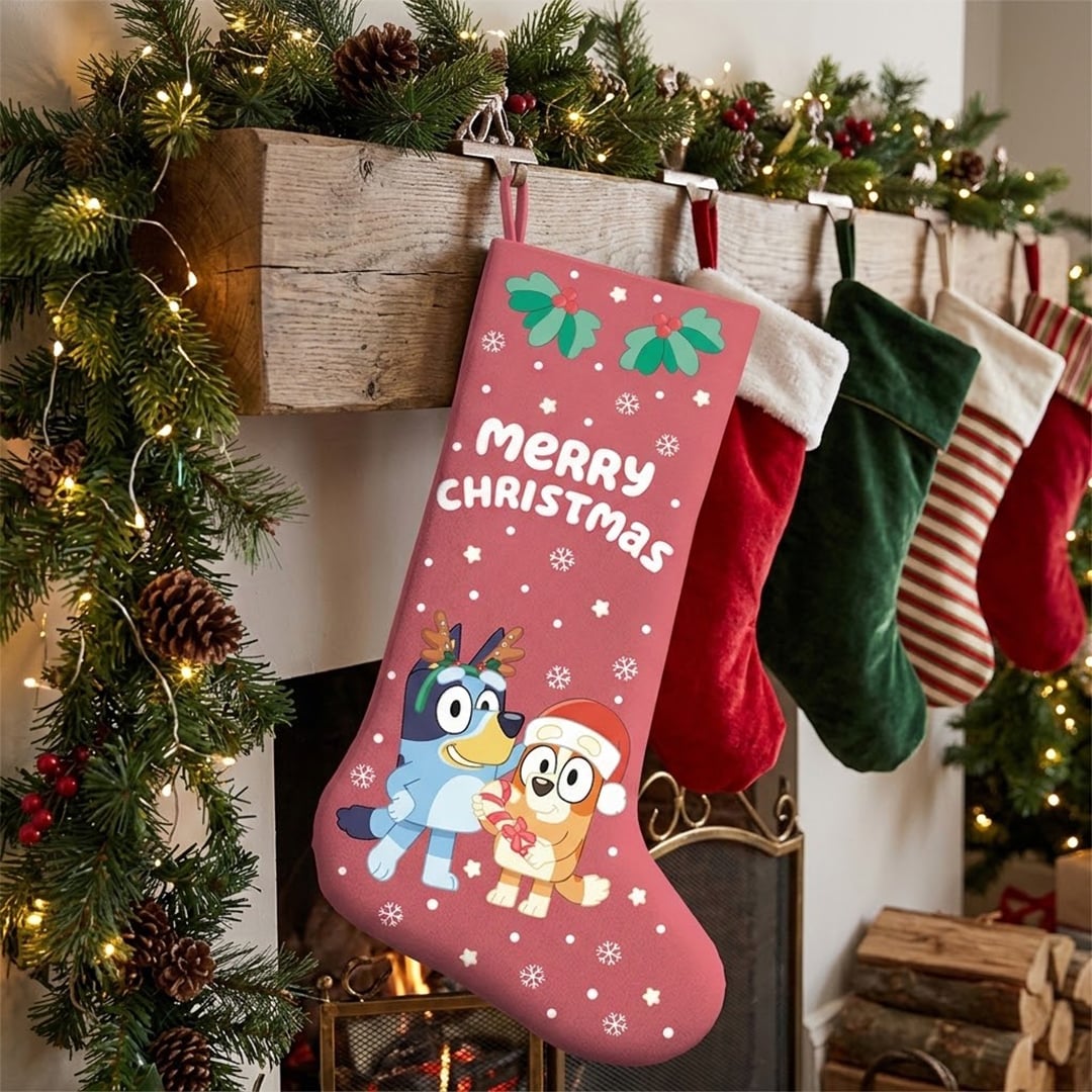 Bluey & Bingo Red Merry Christmas Present Stocking 50cm