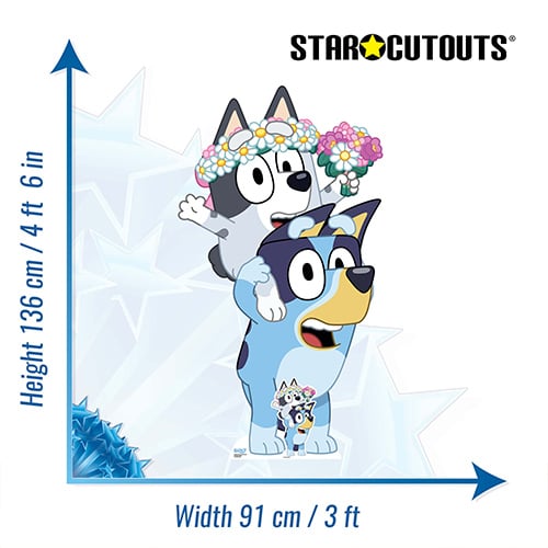 Bluey and Muffin as Flower Girls Lifesize Cardboard Cutout 136cm Product Gallery Image
