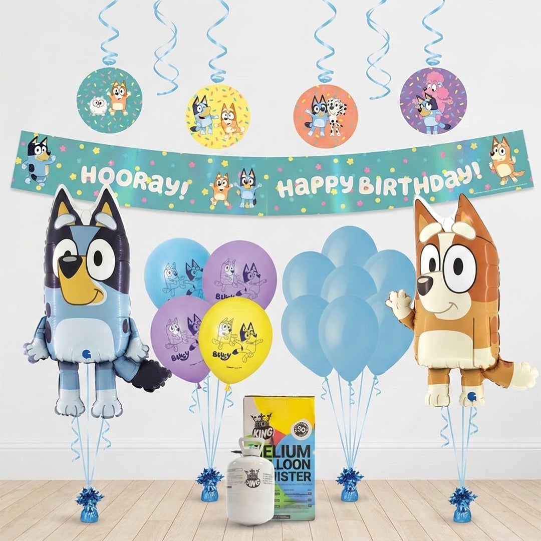Bluey Birthday Balloons, Helium & Decorations Party Pack