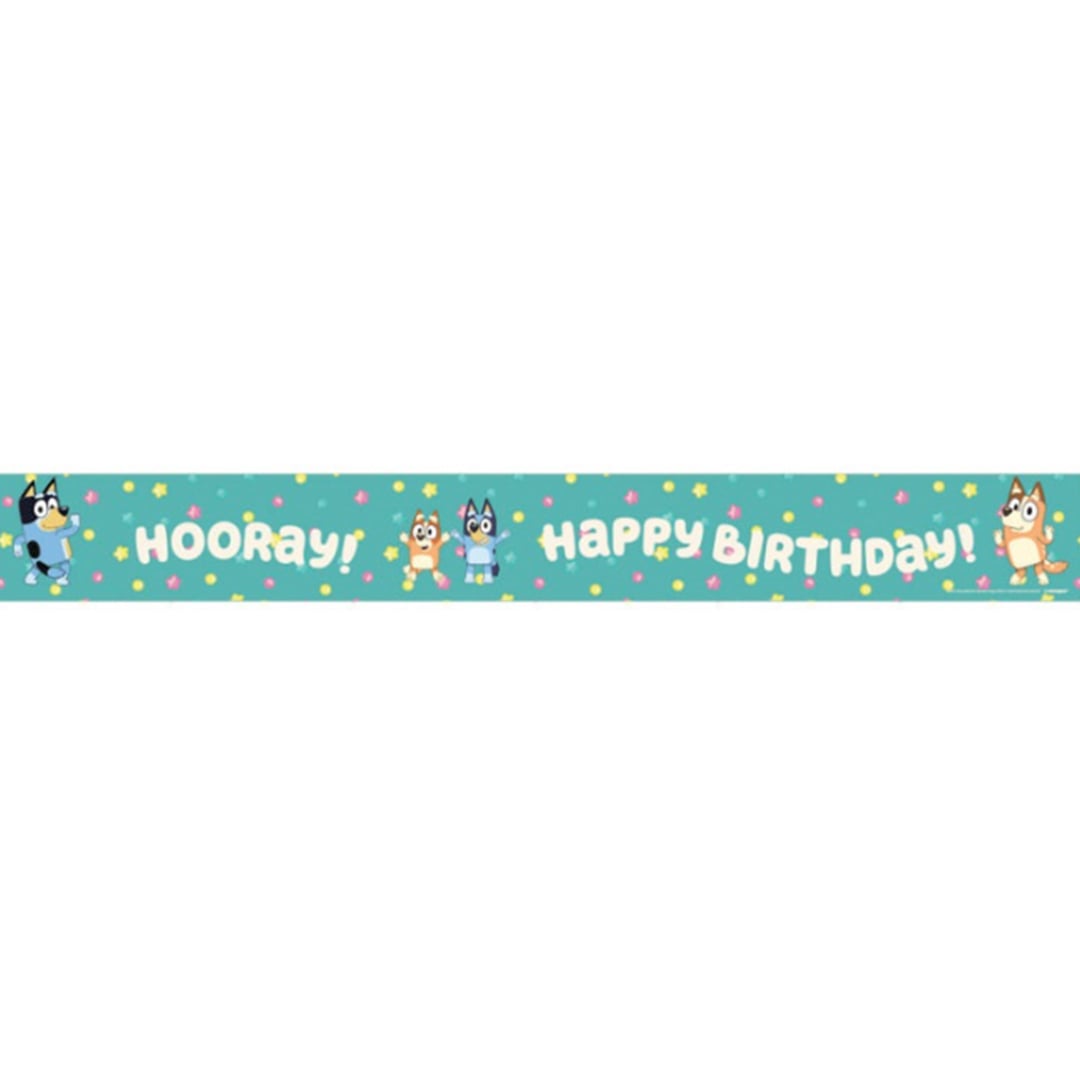 Bluey Happy Birthday Paper Banner with Iridescent Foil Coating 1.8m