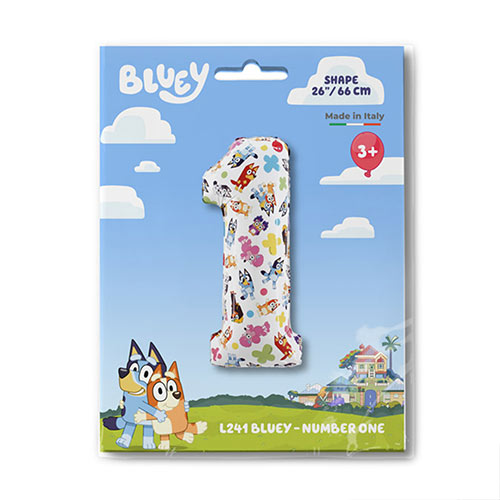 Bluey Number 1 Giant Foil Helium Balloon 66cm / 26 in Product Gallery Image