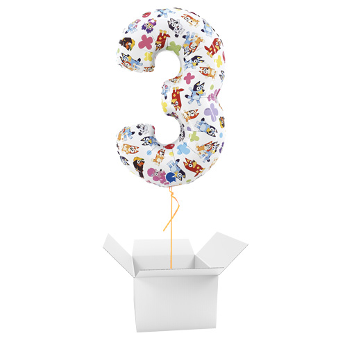 Bluey Number 3 Giant Foil Helium Balloon - Inflated Balloon in a Box
