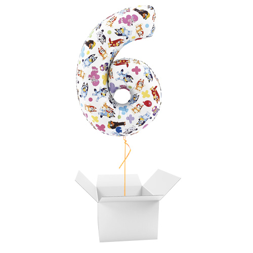 Bluey Number 6 Giant Foil Helium Balloon - Inflated Balloon in a Box