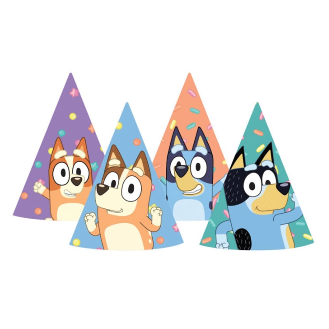 Bluey Paper Party Hats - Pack of 8