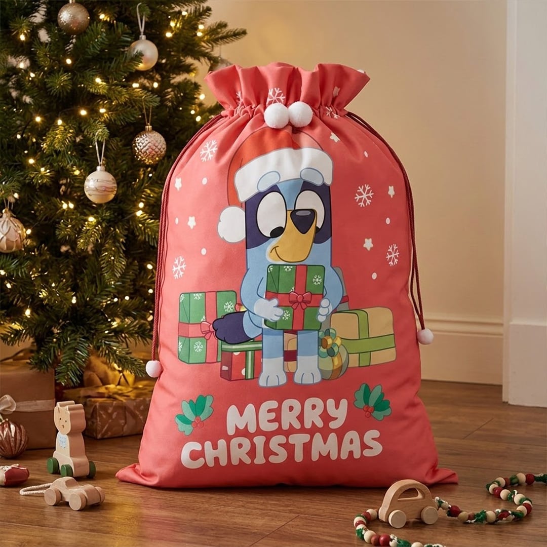 Bluey Red Merry Christmas Large Present Sack 73cm