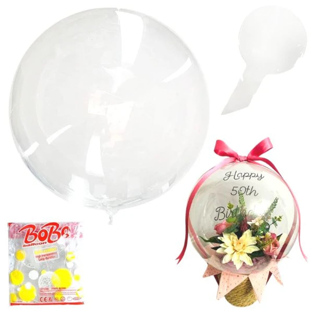 Bobo Clear Deco Bubble Helium Plastic Balloons 91cm / 36 in - Pack of 50