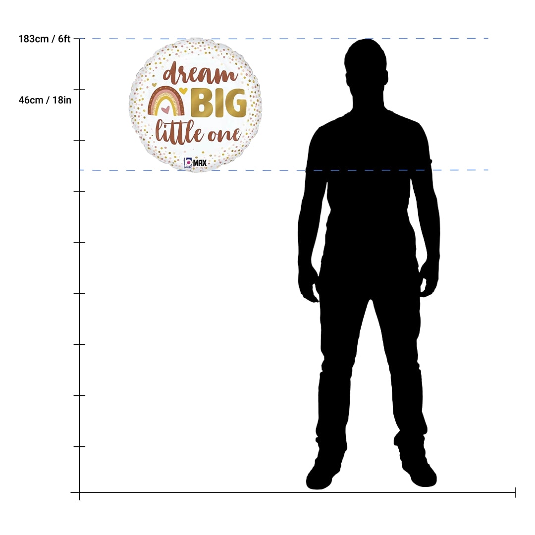 Boho Baby Dream Big Little One Round Shape Foil Helium Balloon 46cm / 18 in Product Gallery Image