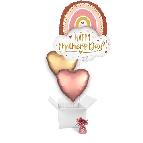 Boho Mother's Day Rainbow Balloon Bouquet - 3 Inflated Balloons In A Box Product Gallery Image