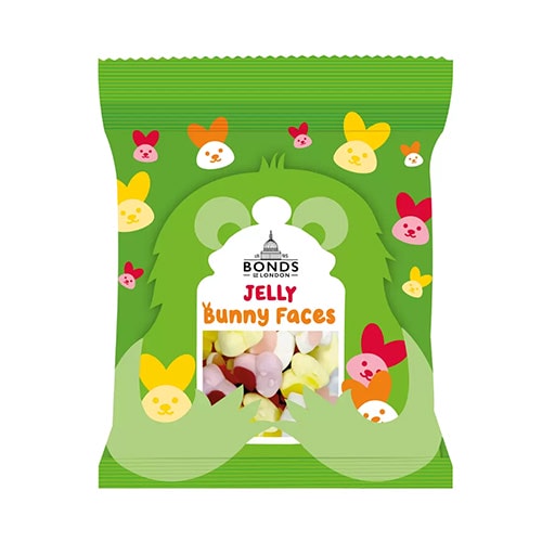 Bonds Jelly Bunny Faces Easter Sweet Bags 100g - Pack of 12 Product Image