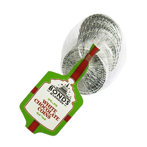 Bonds White Chocolate Silver Coins Christmas Vegetarian Sweet 60g Product Image