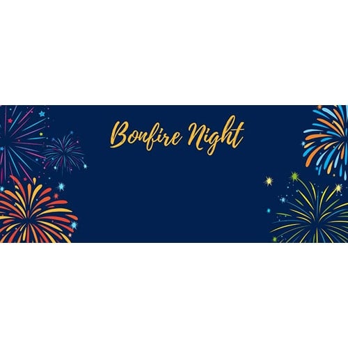 Bonfire Night Blue Design Large Personalised Banner – 10ft x 4ft