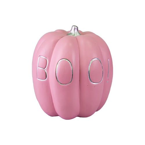 Boo! Pink Terracotta Pumpkin Halloween Decoration 17cm Product Image