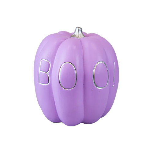 Boo! Purple Terracotta Pumpkin Halloween Decoration 17cm Product Image